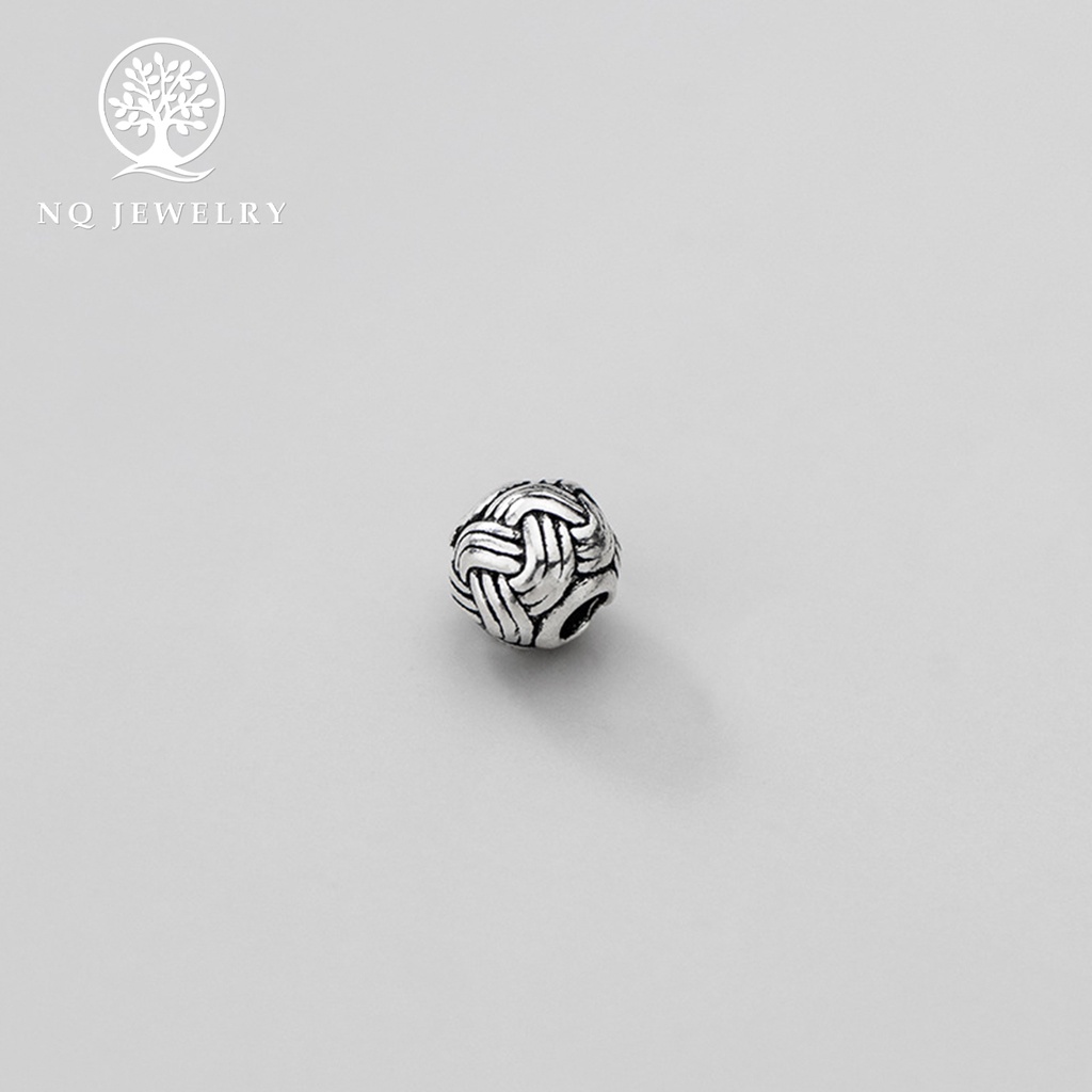 Charm bạc hình cầu mây xỏ ngang - NQ Jewelry