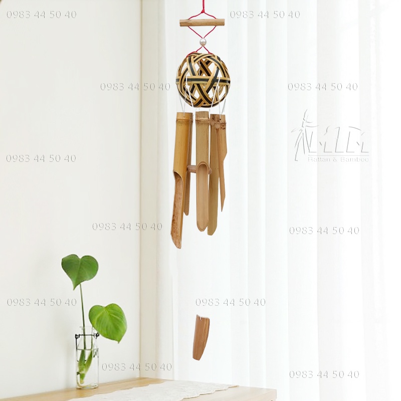 Chuông gió tre trúc (Cầu nhỏ) - treo trang trí ban công, hành lang nơi đón gió.