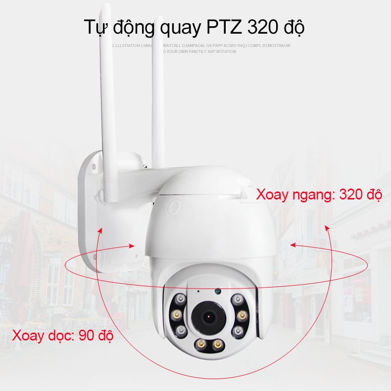 Camera Wifi ngoài trời Full HD 2MP chống nước, PTZ  camera có thể xoay , Camera IP Giám Sát