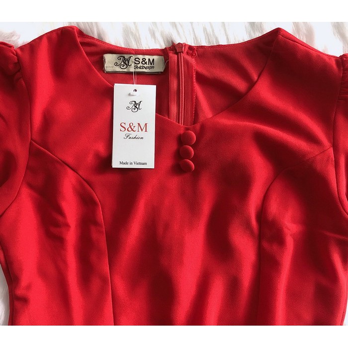 Đầm Xòe Voan Chiffon Đính Nút, Tùng Cách Điệu Sang Trọng, Giá Rẻ S&M GR0046