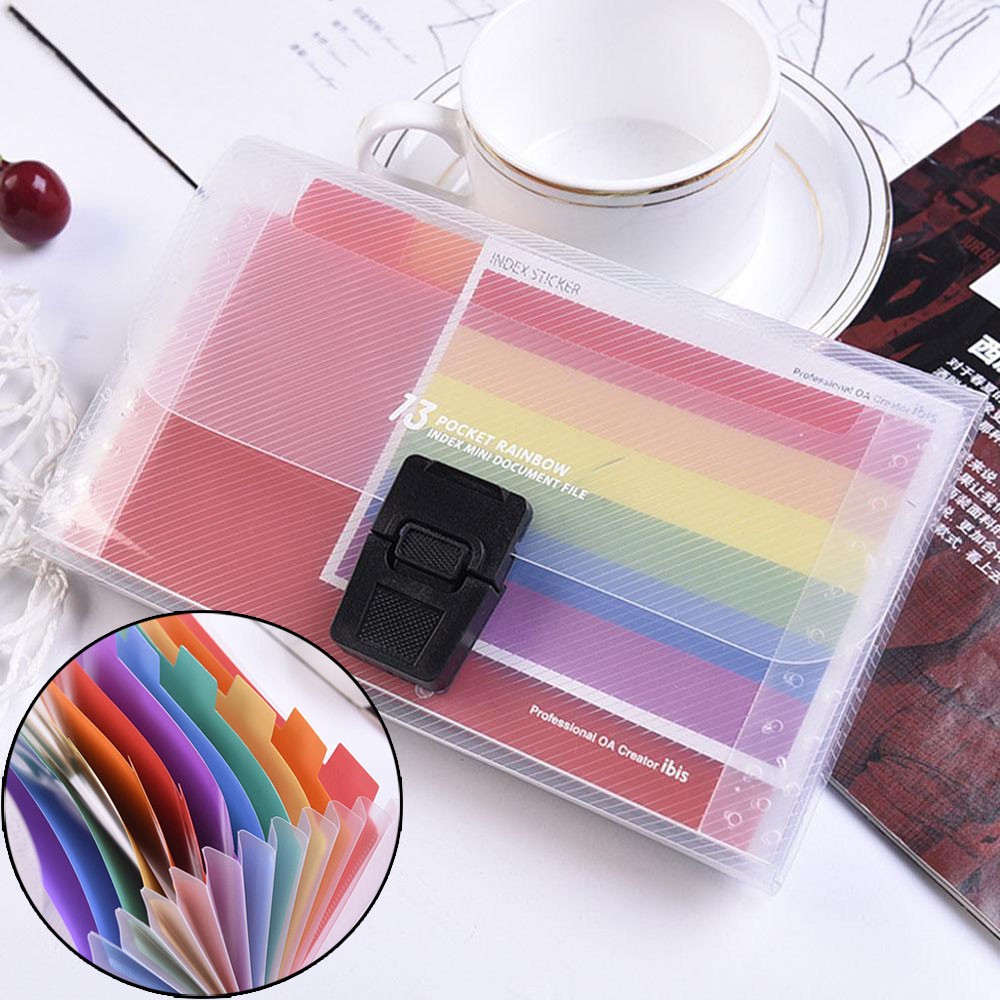 Túi Đựng Hồ Sơ Văn Phòng Phẩm 13 Ngăn Khổ A6 Bằng Nhựa Thời Trang