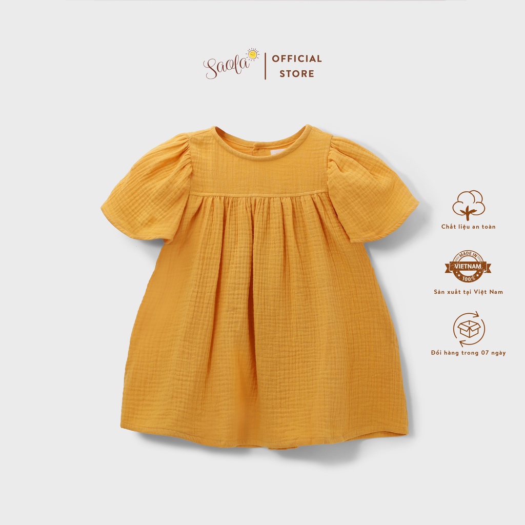 Đầm Bé Gái/ Váy Bé Gái Tay Cánh Tiên Dễ Thương Chất Liệu Muslin Thoáng Mát - FAYE DRESS - DRM004 - SAOLA KIDS CLOTHING