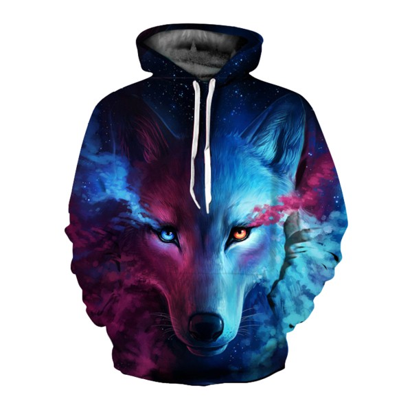 Áo Hoodie In Hình Sói 3D Cá Tính Cho Nam Nữ