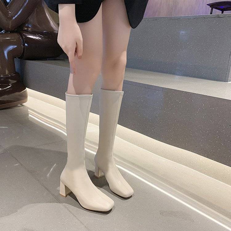 Bốt đùi nữ dưới gối hàng Quảng Châu gót cao 6 phân lót lông