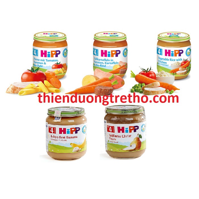 Dinh dưỡng đóng lọ hipp,trái cây ăn dặm Hipp Cho Bé từ 4 Tháng (đủ vị ngọt+ mặn)