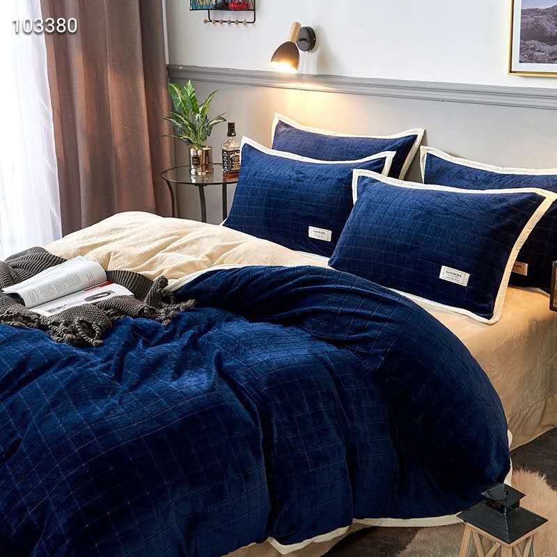 Bộ chăn ga gối nỉ nhung tăm cao cấp phối màu  sang chảnh, đủ siz 1m6 x 2m , 1m8 x 2m , 2m x 2m2 - loại 1