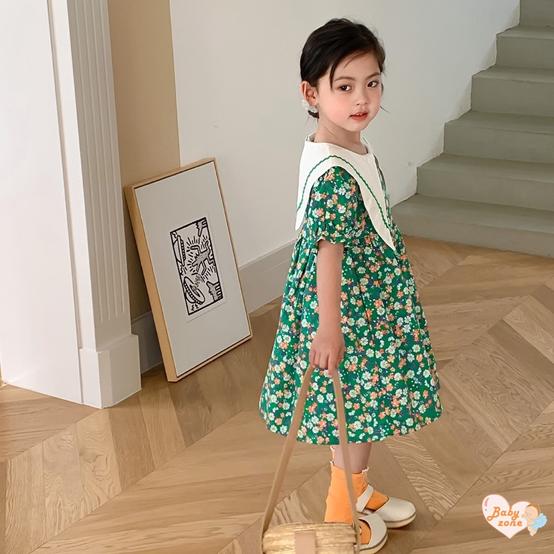 Đầm Công Chúa Eo Phồng In Họa Tiết Hoa Dễ Thương Thời Trang Mùa Hè Cho Bé Gái 2-7 Tuổi
