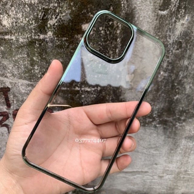 Ốp lưng Devia trong viền xanh Rêu cho iPhone 13 Pro Max cao cấp sang trọng không ố màu