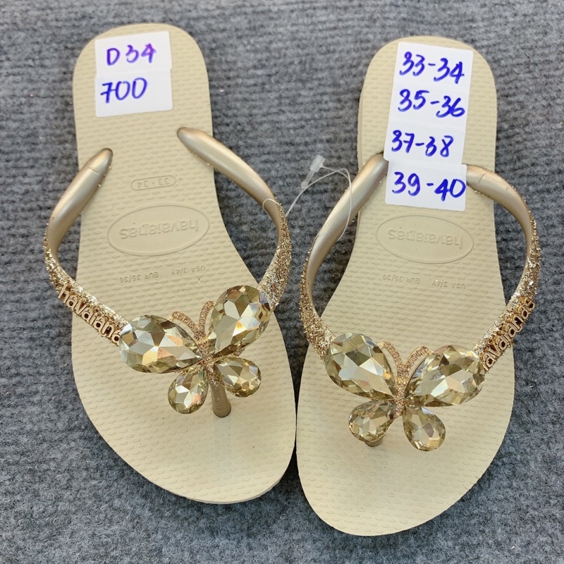 dép HVN kim tuyến viền mix charm b.đá