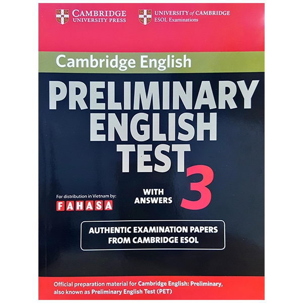 Sách - Cambridge Preliminary English Test 3 Student's Book with Answers FAHASA Reprint Edition