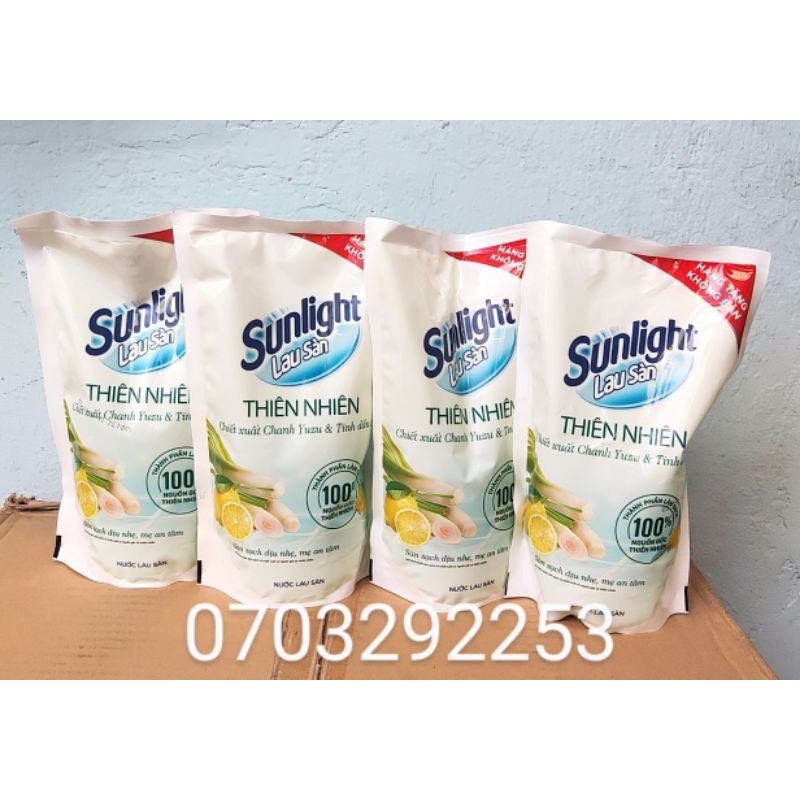 combo 4 bịch lau sàn sunlight thiên nhiên chiết xuất chanh Yuzu & tinh dầu xả 700ml