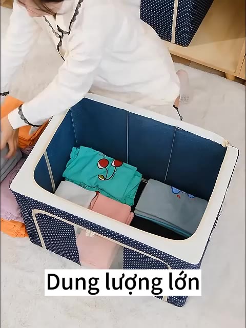 Hộp Đựng Quần Áo Chăn Màn Khung Thép 78L Hộp Vải Đựng Đồ Đa Năng Kích Thước Lớn Thùng Đựng Đồ Lót Đồ Chơi | BigBuy360 - bigbuy360.vn