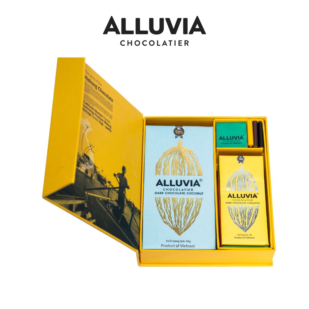 Hộp quà tặng socola nguyên chất Mekong Mystery Alluvia Chocolate| Hộp quà tặng ý nghĩa cho người yêu, người thân