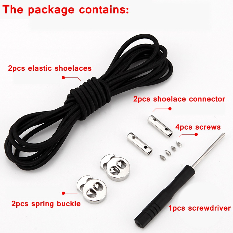 1 Cặp Dây Giày Co Giãn Có Khóa Kim Loại Không Cần Buộc Dùng Cho Người Lớn Và Trẻ Em