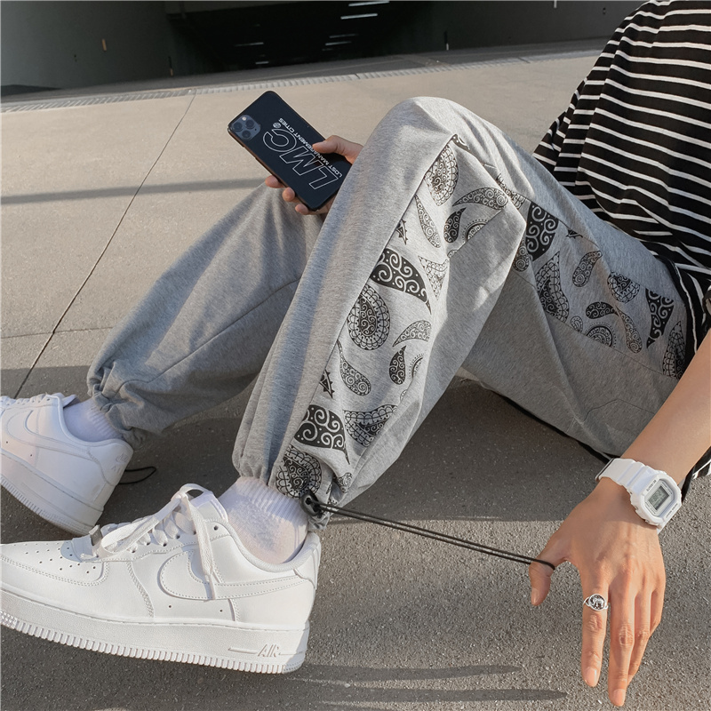 Quần ống rộng họa tiết hoa phong cách thể thao mùa hè mới cho nam và nữ