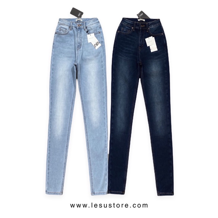 ẢNH TỰ CHỤP Quần Jeans Ôm trơn lưng cao dài 95cm