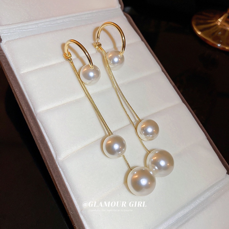 Bông Tai Tua Rua Đính Ngọc Trai Phong Cách Hàn Quốc