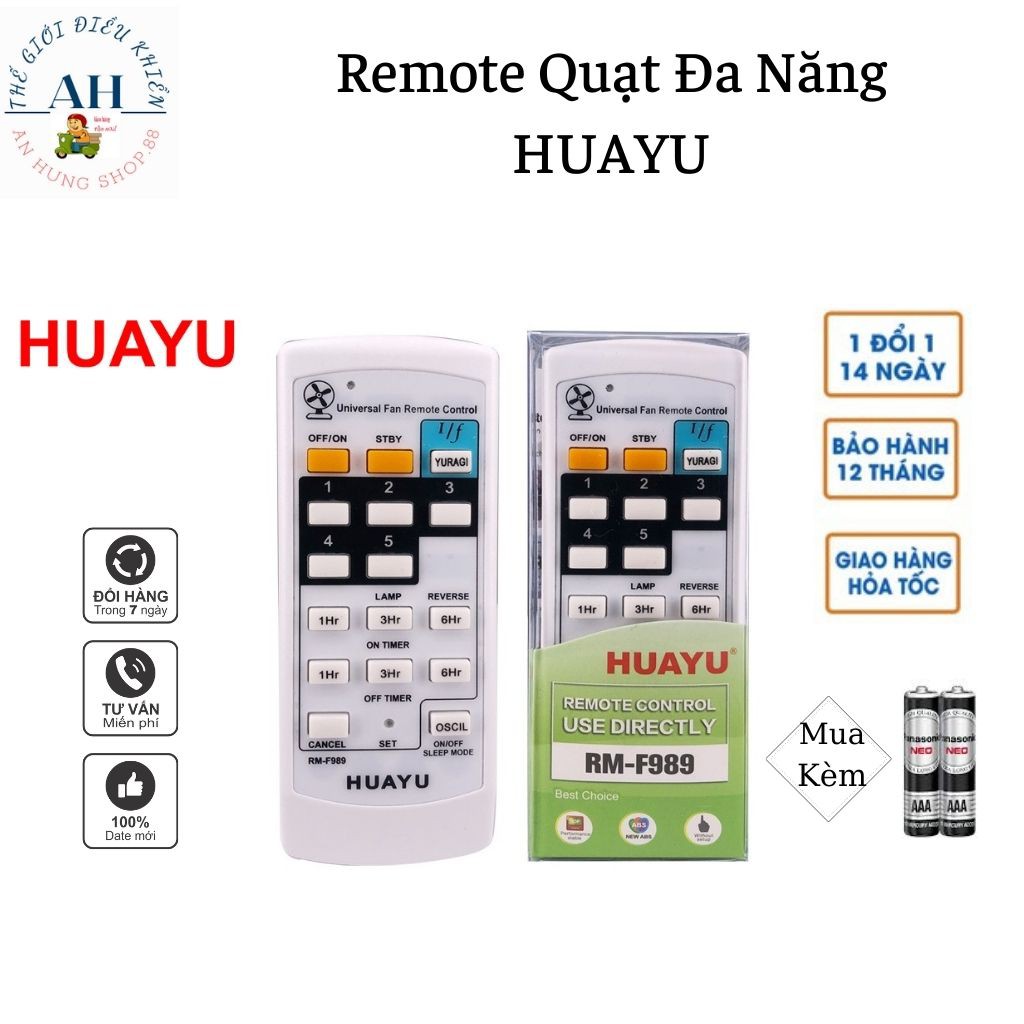 Remote Điều Khiển Quạt Đa Năng Huayu RM-F989 -Dùng Được Các Dòng Quạt Gia Dụng Từ Quạt Bàn,Quạt Treo tường tới quạt trần