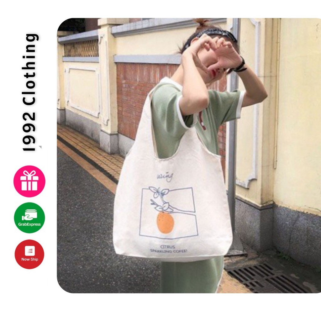 Túi tote vải Canvas đeo vai phong cách Ulzzang, vải bố form Unisex Vintage - TT10