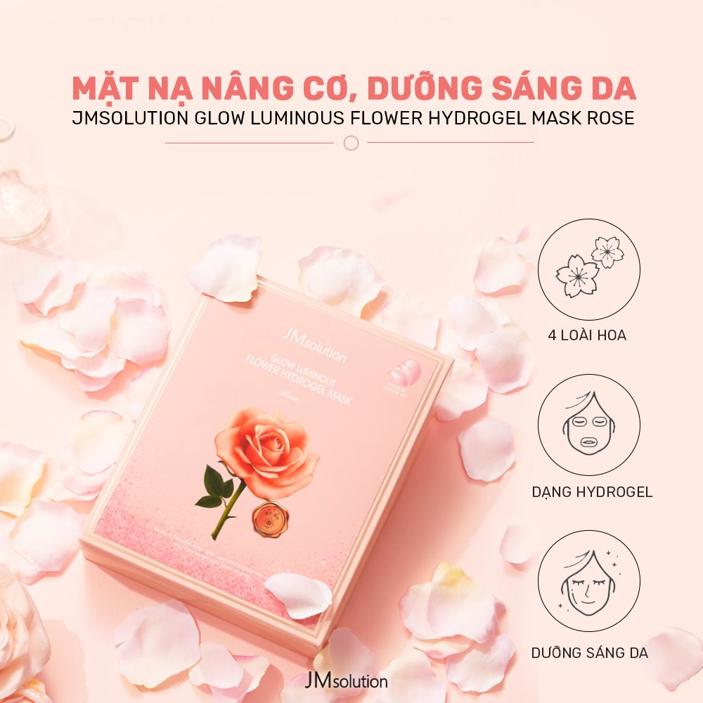 Mặt Nạ JMSolution Jelly Thạch Hoa Hồng [MIẾNG LẺ] Cấp Ẩm JM Solution Glow Luminous Flower Hydrogel Mask Rose 30g
