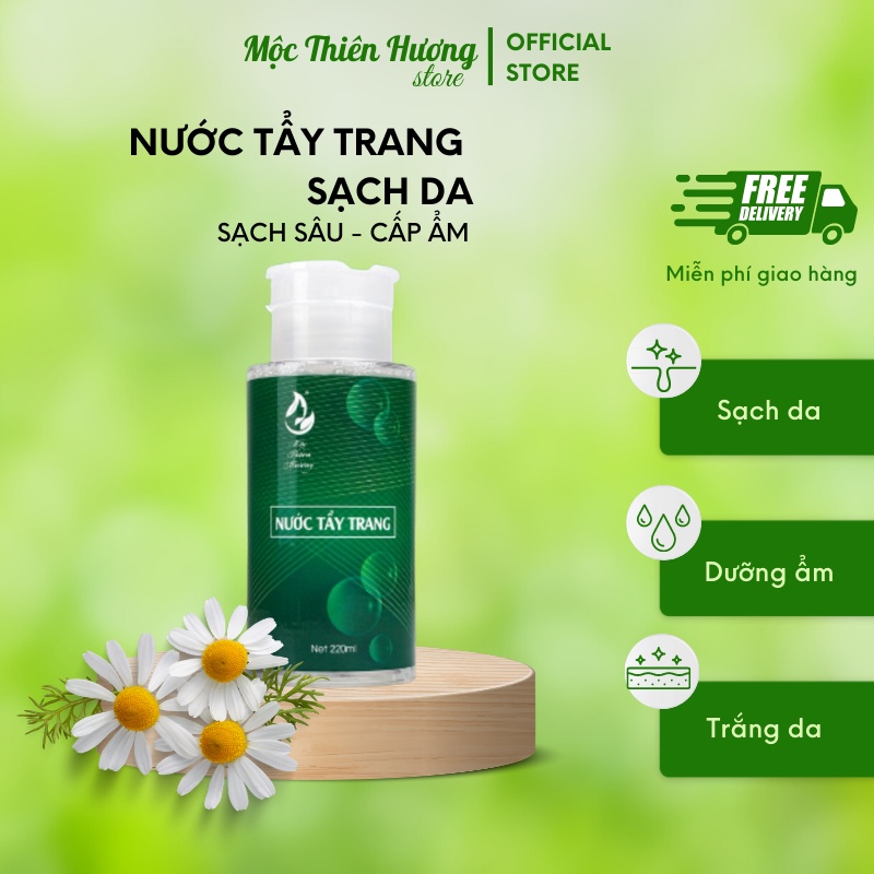 Nước Tẩy Trang Dưỡng Ẩm, Nước Tẩy Trang Sạch Da, An Toàn, Lành Tính Cho Mọi Loại Da, Chai 220ml/chai - Mộc Thiên Hương