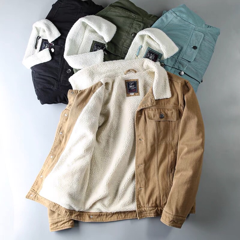 Áo Khoác Denim Lót Lông Unisex
