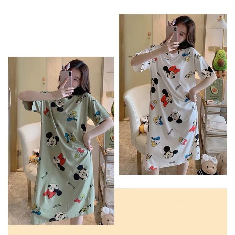 [BÁN SỈ] VÁY NGỦ, VÁY COTTON MẶC NHÀ THAY THẾ BỘ PIJAMA, ĐỒ BỘ, TẶNG KÈM TÚI RÚT DÂY  ྇