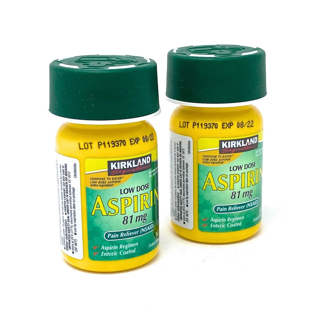 [Date 09/2023] Pack 2 x Viên uống Kirkland Aspirin 81mg 365 viên / hộp - Hàng Mỹ