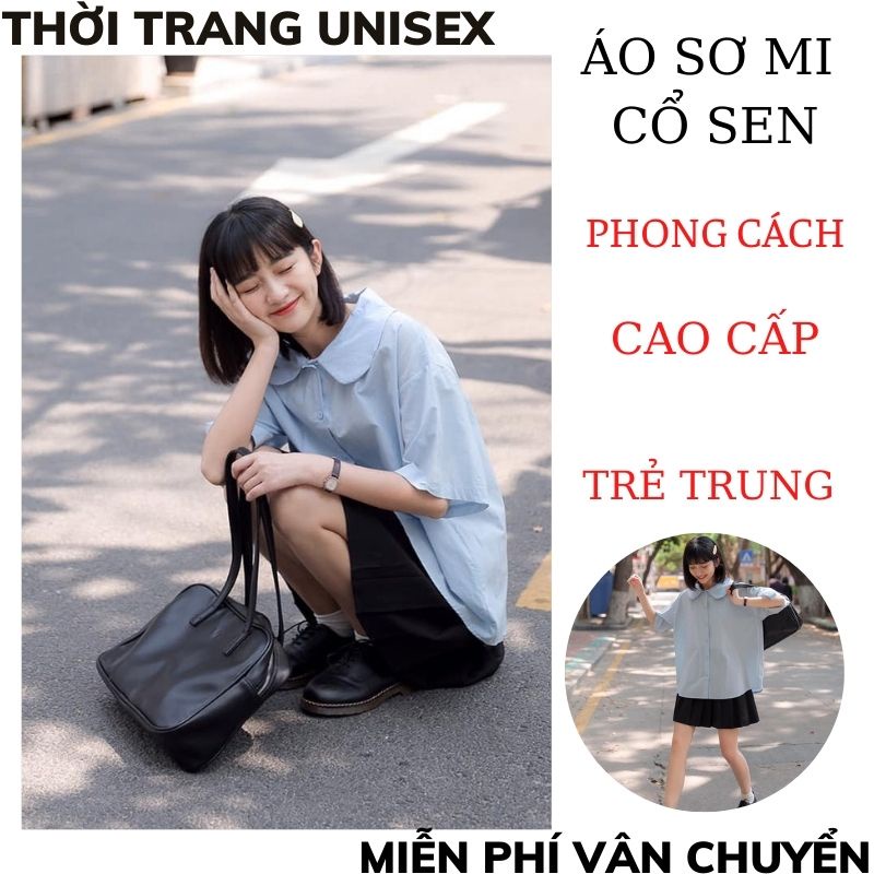 Áo sơ mi nữ cổ sen Phong cách hàn quốc Áo kiểu nữ tay lỡ cổ sen - Hàng thiết kế, chất vải đẹp ,ulzzang THỜI TRANG 1989