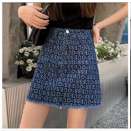 Chân váy bò dáng A tua gấu _ Hàng Quảng Châu