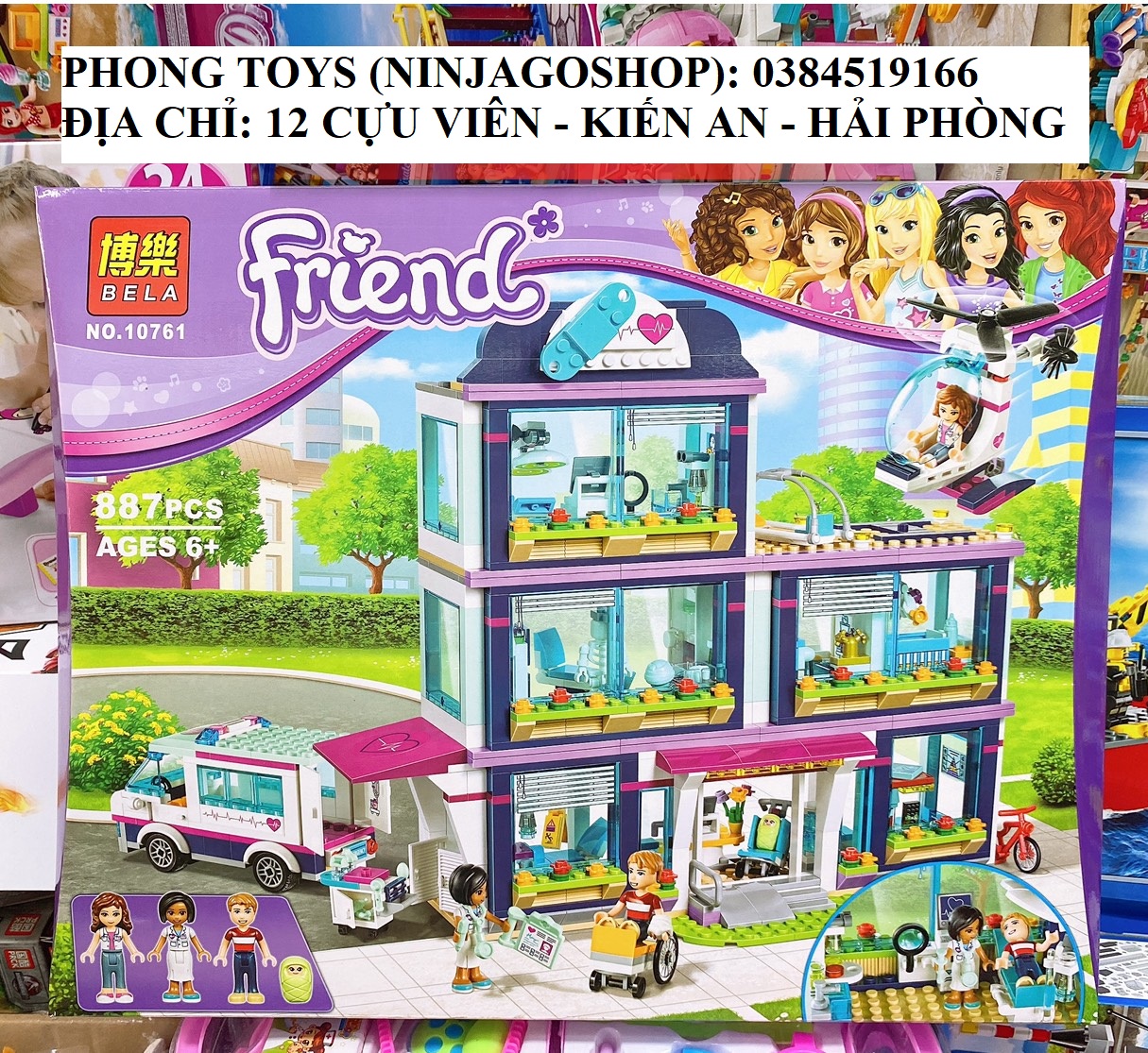 [Ảnh thật] Lắp ráp xếp hình Lego Friends 41318 Bela 10761 10139 : Bệnh viện công viên trái tim Heartlake 88