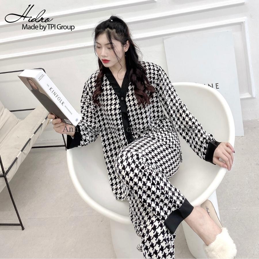 Bộ Ngủ Lụa Dài Tay Phối Viền hàng Thiết Kế Cao Cấp Chất Mềm Mịn | BigBuy360 - bigbuy360.vn