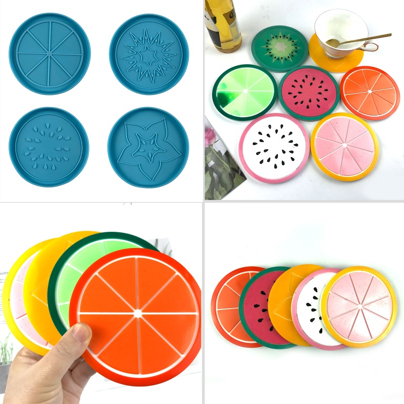Sa Khuôn Silicon Làm Đế Lót Ly Hình Hoa / Trái Cây Xinh Xắn