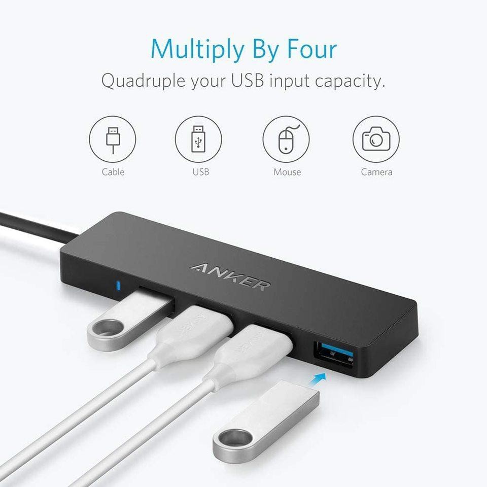 Bộ Chia Cổng Hub USB 3.0 Anker A7516 Ultra Slim - 4 Cổng USB Tốc Độ Cao