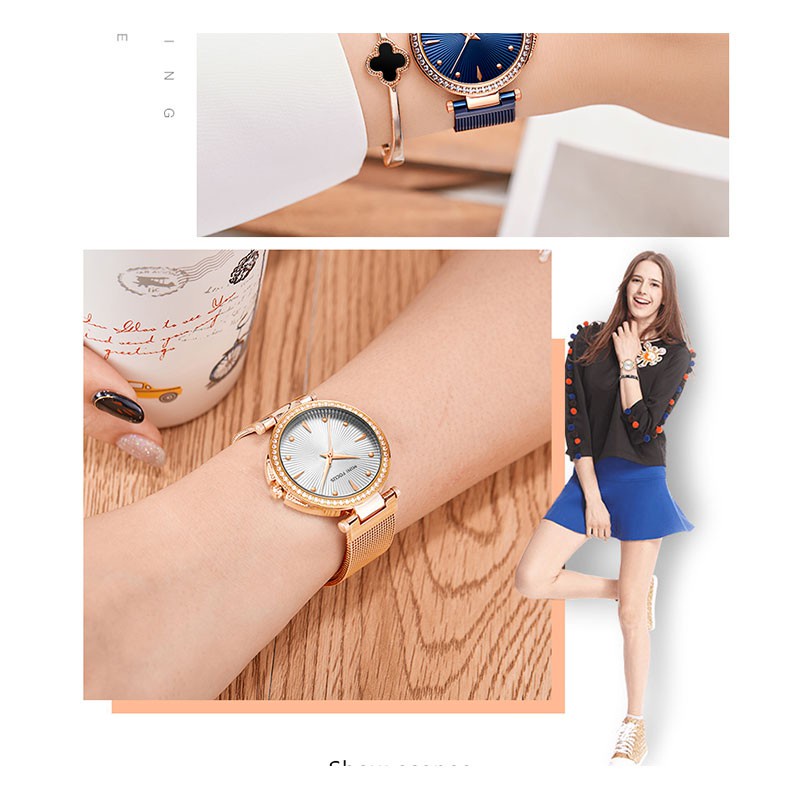 Đồng Hồ Đeo Tay MINI FOCUS Máy Quartz Đính Đá Chống Thấm Nước Thời Trang Cho Nữ