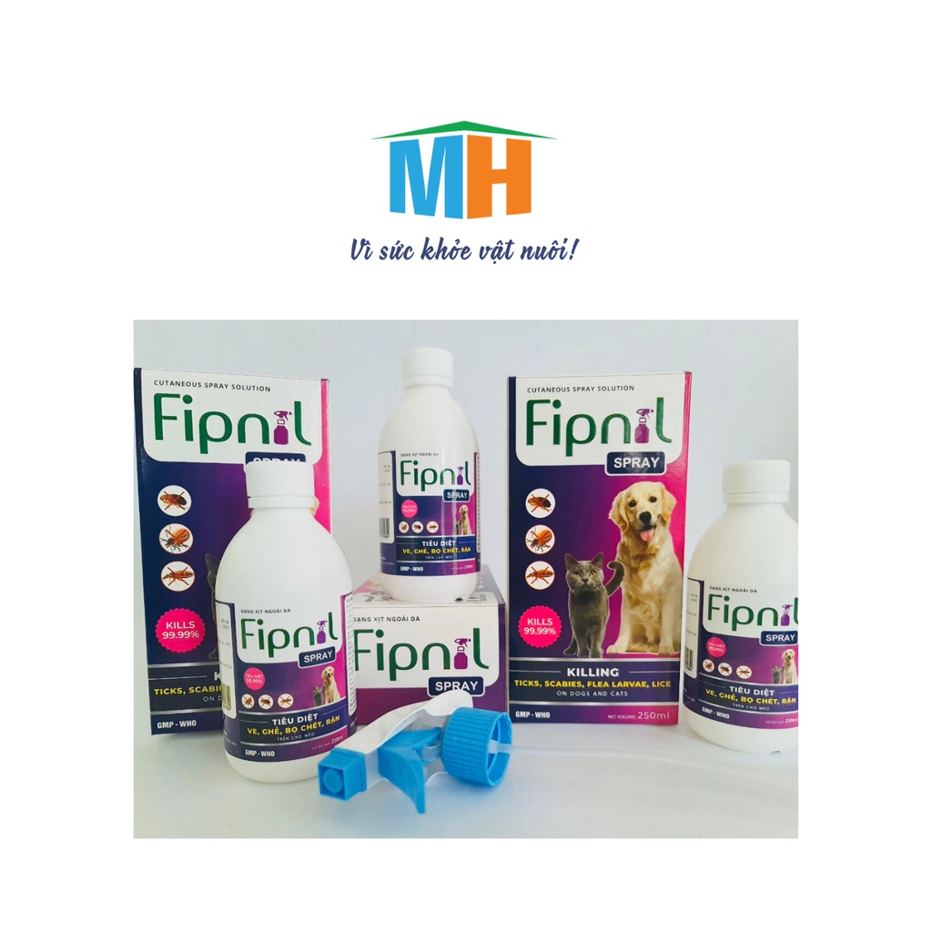 FIPNIL- Spray 250ML chai xịt t.iêu d.iệt ve, ghẻ, bọ chét, rận trên chó mèo-Minh Hiếu Shop