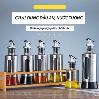 Chai, Bình Thủy Tinh Chiết Rót, đựng tương, dầu ăn, nước chấm 500ml