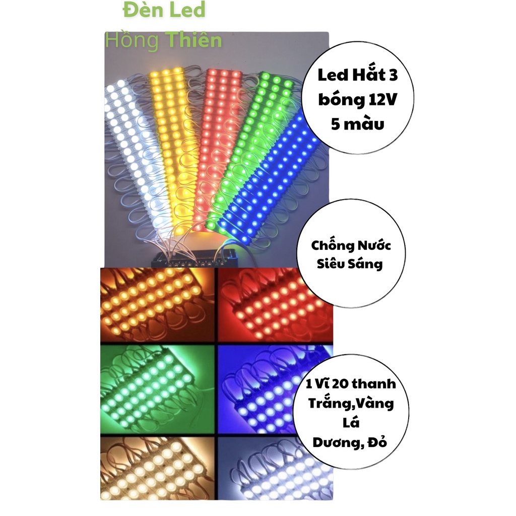 LED HẮT 3 BÓNG 6011 12V CHỐNG NƯỚC CHIP LED 2835
