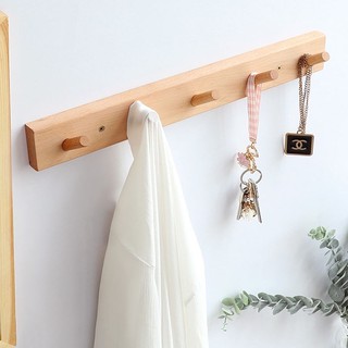 Móc treo quần áo gỗ gắn tường - Thanh treo đồ đa năng, móc túi xách, áo khoác cửa ra vào (LOẠI BẢN TO) GREEN HOME