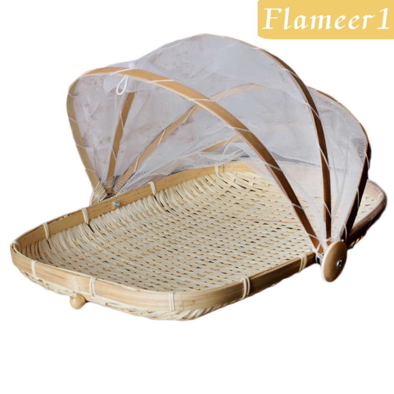 Mâm có thể mang đi đựng thức ăn bằng tre có lồng đậy du lịch