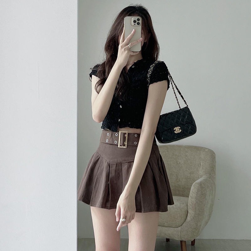 Chân Váy Kaki Nữ Ngắn Xếp Ly Kèm Đai Dây Đai Bản To Thời Trang Hot 2022 Chân Váy Sexy Hàng Loại 1 Cv4802