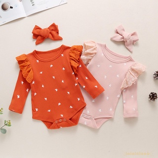 Set Jumpsuit Tay Dài Cổ Tròn + Băng Đô Cài Tóc Cho Bé Gái