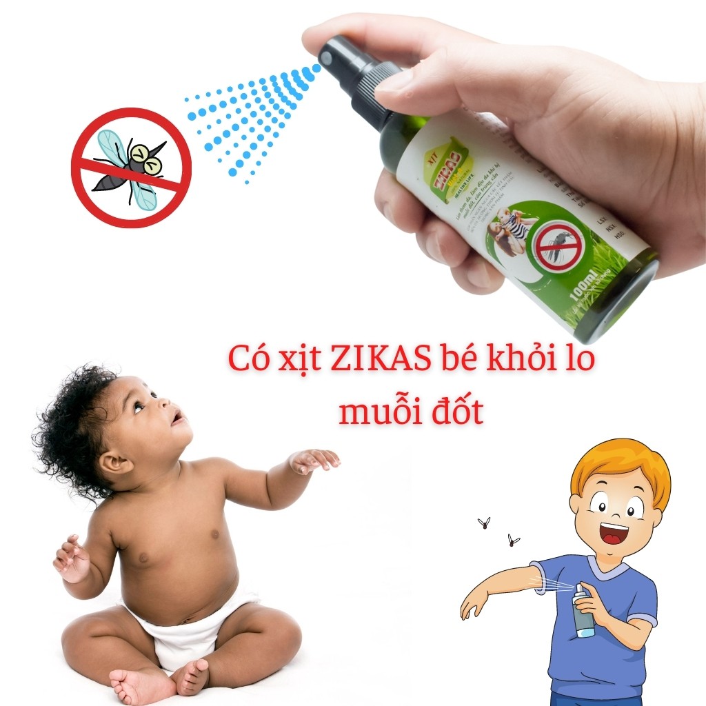 Xịt da zikas Việt Á 100% natura chống muỗi, xua muỗi, giúp thơm da, dịu da khi bị muỗi đốt, côn trùng cắn chai lớn 100ml