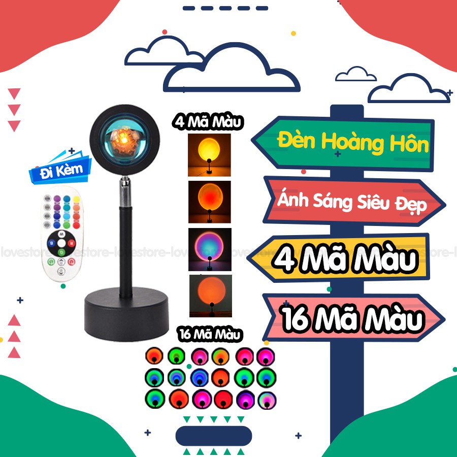 (16 Màu Kèm Remote) Đèn Led Hoàng Hôn LiveSteam, Chụp Hình, Quay Phim, Cầu Vồng, Mặt Trời, RainBow Hot Tiktok 2021