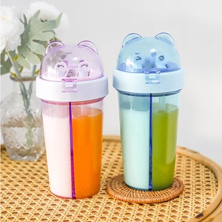 Bình nước 2 ngăn Gấu xinh xắn kèm ống hút