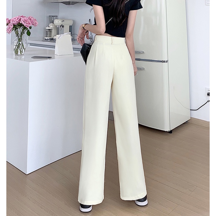 Quần dài ống rộng SUXI lưng cao phong cách mùa hè thời trang cho nữ