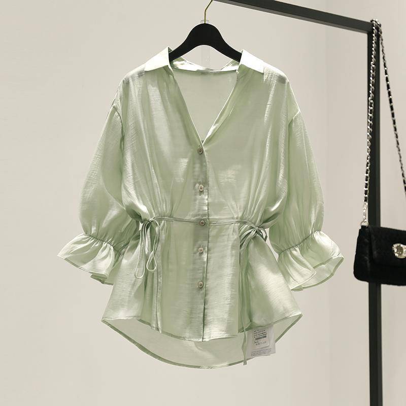 Đầm Chiffon Cổ V Dáng Rộng Chiết Eo Phong Cách Hàn Quốc Thời Trang Xuân Hè Cho Nữ Lunar | BigBuy360 - bigbuy360.vn