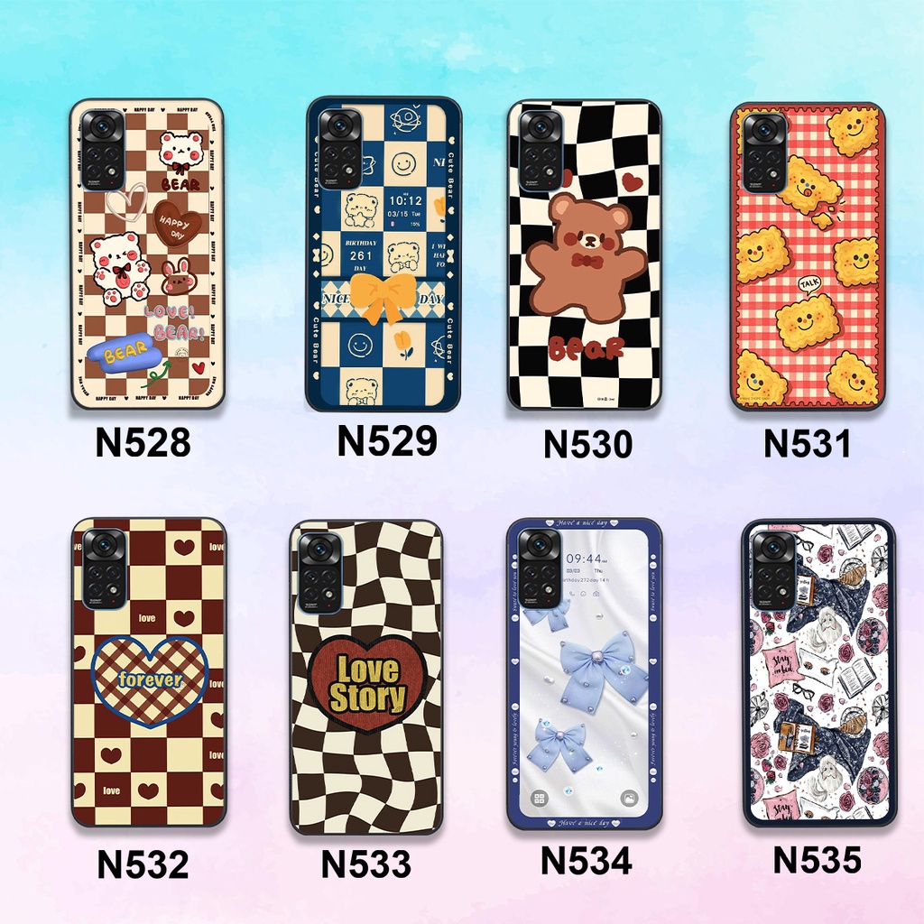 Ốp Xiaomi Redmi Note 11 4G / Note 11S / Note 11 Pro 5G / Note 11s 5G in hình kẻ caro , trái tim , bánh quy cute siêu đẹp