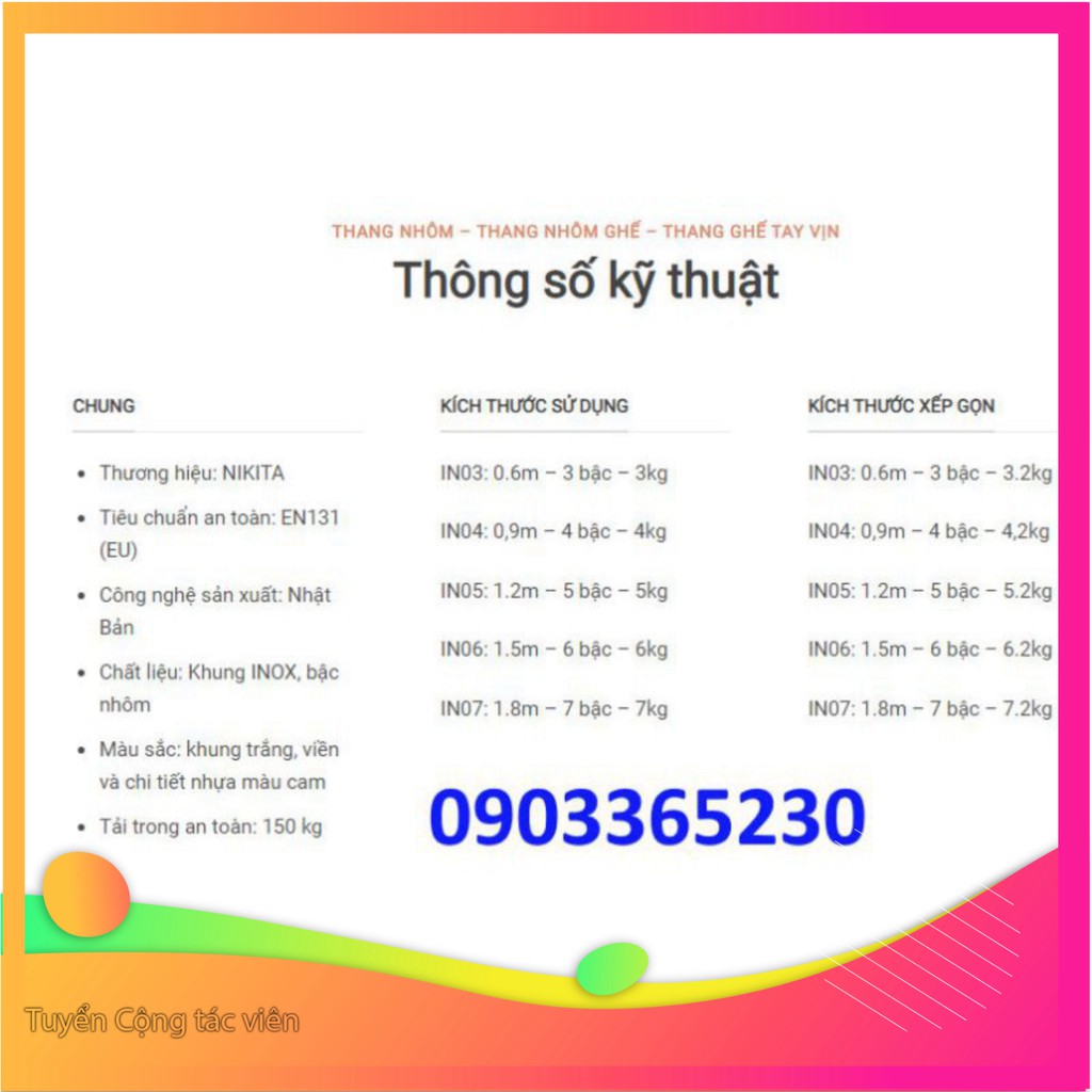 THANG GHẾ INOX ✅NIKITA✅ 3 -4-5-6-7 BẬC -NHẬT BẢN