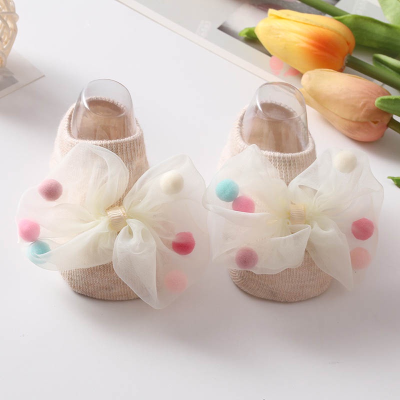 Vớ Cotton Ngắn Đính Nơ Dễ Thương Cho Bé Gái 0-3 Tuổi